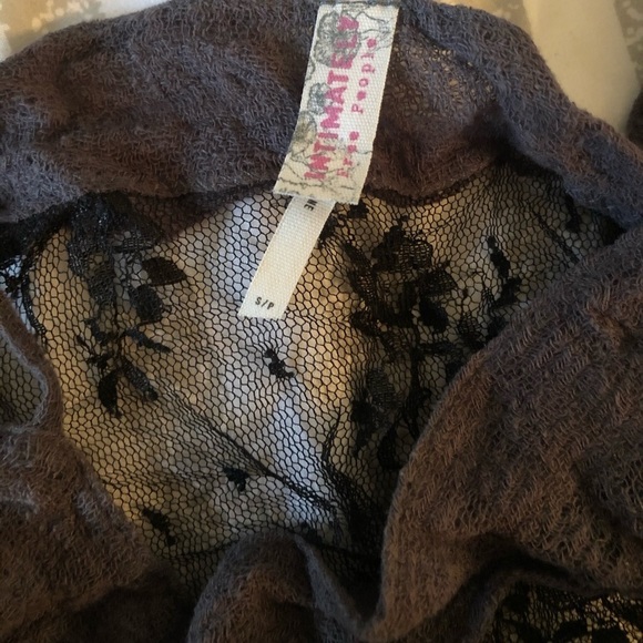 Free People Intimately Black /Gray Trapeze See-Through Camisole Top w Lace Inset - Picture 6 of 6